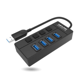 Wavlink UH30414 USB 3.0 hub, 4 portos, portonkénti kapcsolóval, fekete