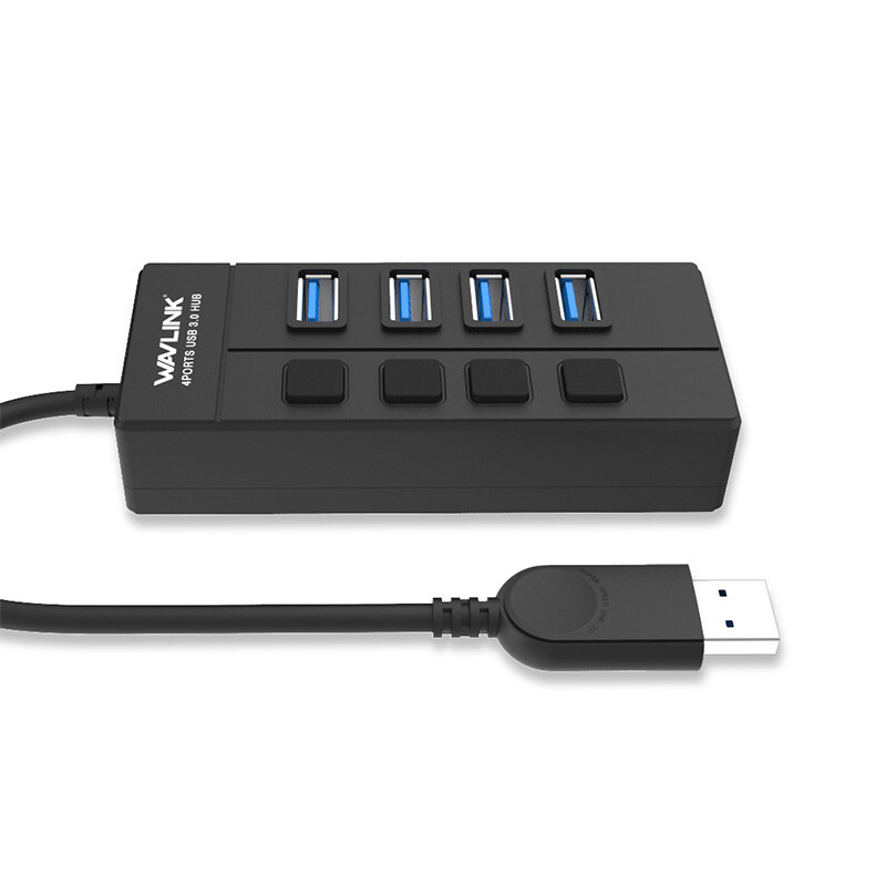 Wavlink UH30414 USB 3.0 hub, 4 portos, portonkénti kapcsolóval, fekete – kép 3