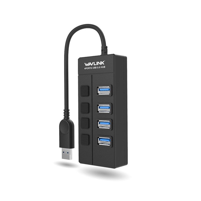 Wavlink UH30414 USB 3.0 hub, 4 portos, portonkénti kapcsolóval, fekete – kép 4