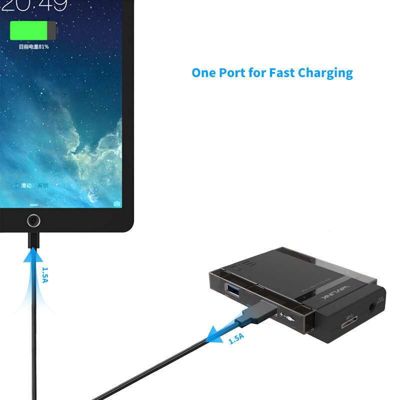 Wavlink UH3041P USB 3.0 hub, 4 portos, gyorstöltő porttal, külső tápegységgel – kép 1