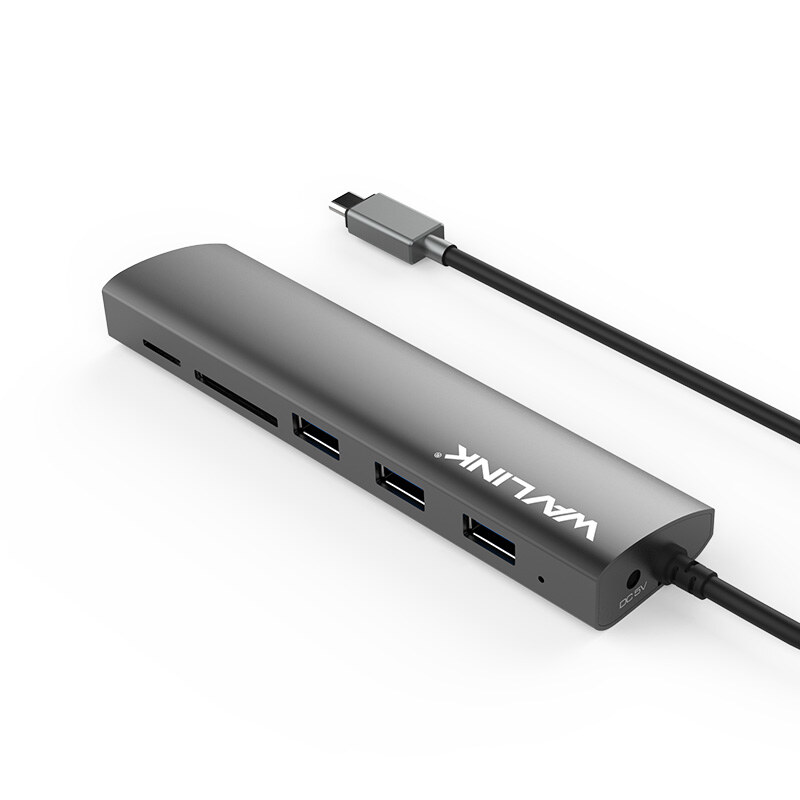 Wavlink UH3047RC USB-C hub, 3 x USB 3.0, SD és microSD olvasóval, alumínium – kép 1