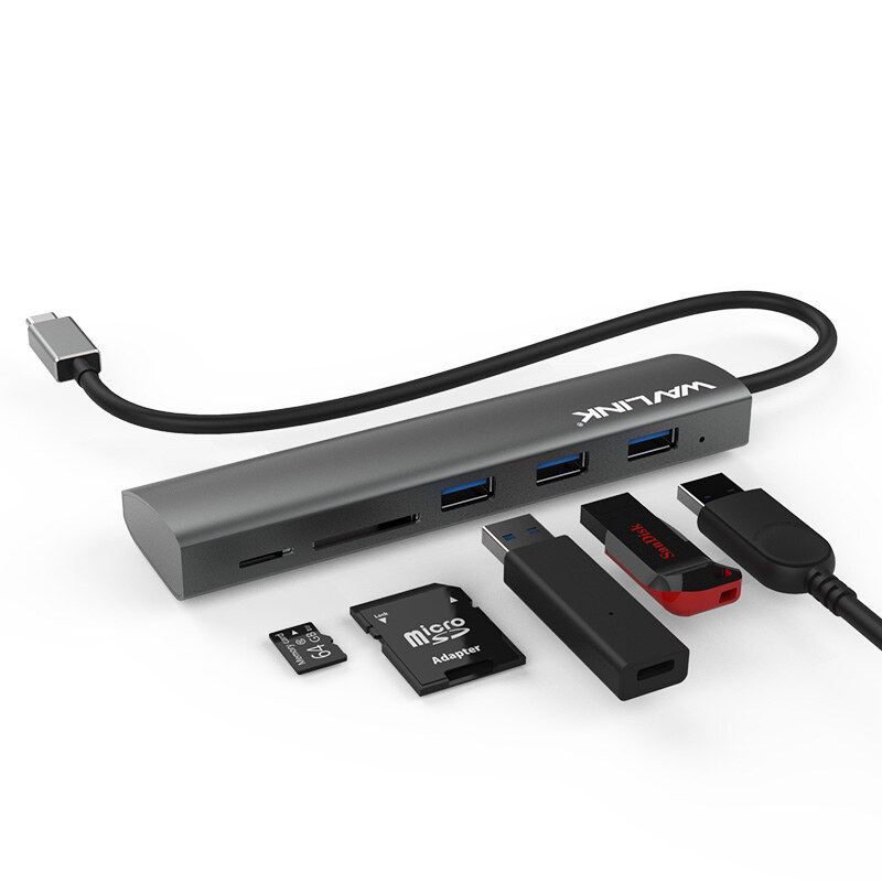 Wavlink UH3047RC USB-C hub, 3 x USB 3.0, SD és microSD olvasóval, alumínium – kép 4