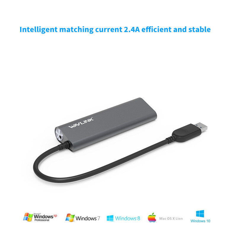 Wavlink UH3048 USB 3.0 hub, 4 portos, alumínium, ezüst – kép 3