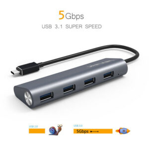 Wavlink UH3048C USB-C hub, 4 x USB 3.0, alumínium, ezüst