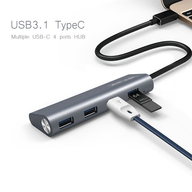 Wavlink UH3048C USB-C hub, 4 x USB 3.0, alumínium, ezüst – kép 2
