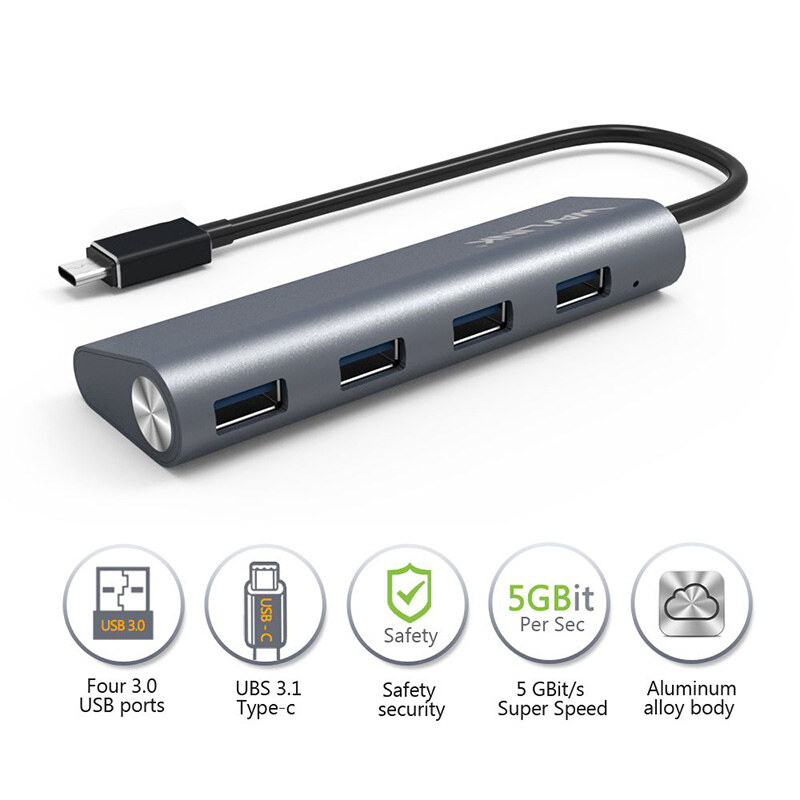 Wavlink UH3048C USB-C hub, 4 x USB 3.0, alumínium, ezüst – kép 3