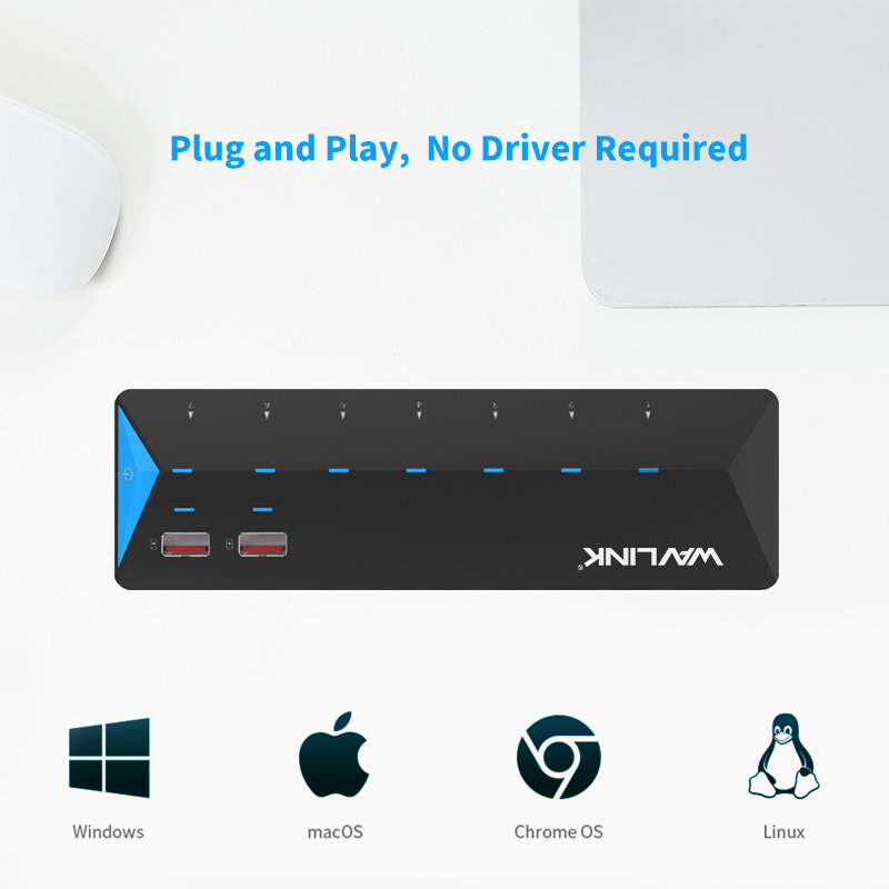 Wavlink UH3073P2 USB 3.0 hub, 10 portos, 2 gyorstöltő porttal, 12 V tápegységgel – kép 3