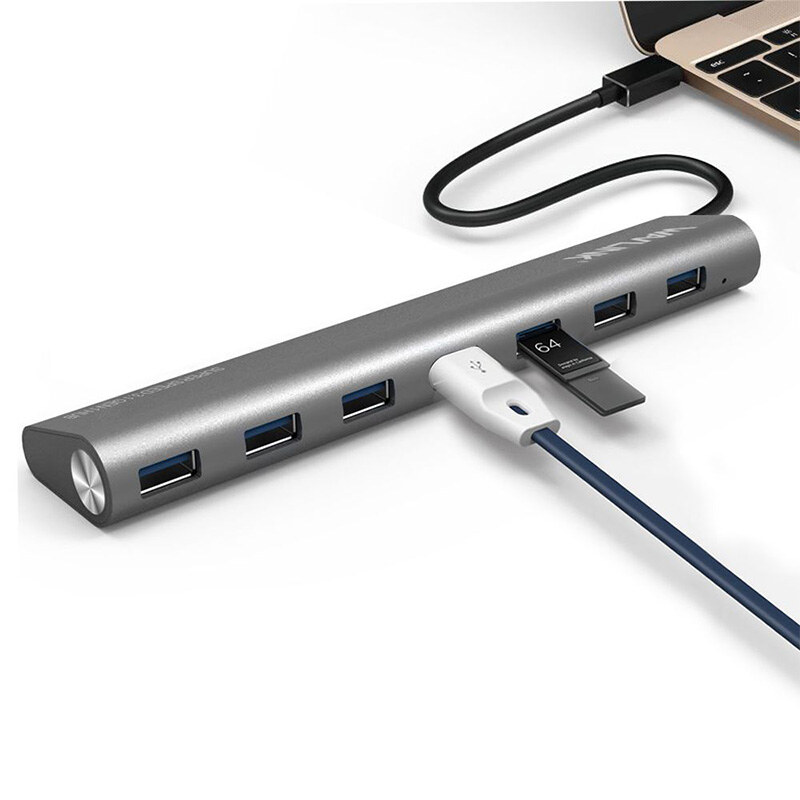 Wavlink UH3075C USB-C – 7 portos USB 3.0 hub, alumínium – kép 3