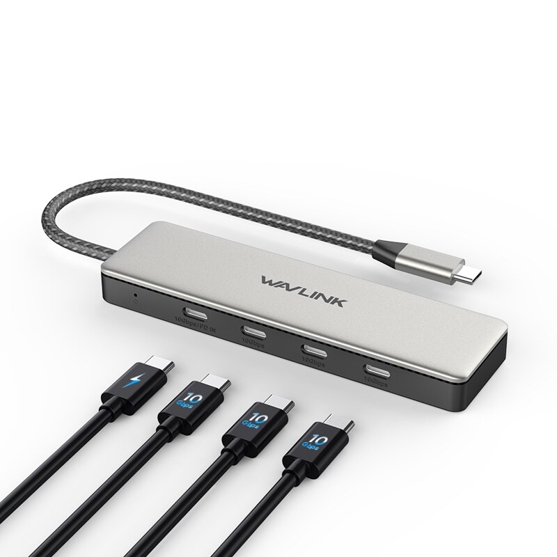 Wavlink UHP3411 USB-C hub, 4 x USB-C, 10 Gbps, 100 W PD – kép 2