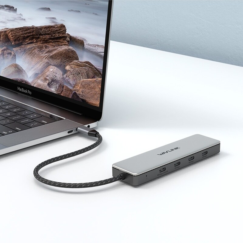 Wavlink UHP3411 USB-C hub, 4 x USB-C, 10 Gbps, 100 W PD – kép 4