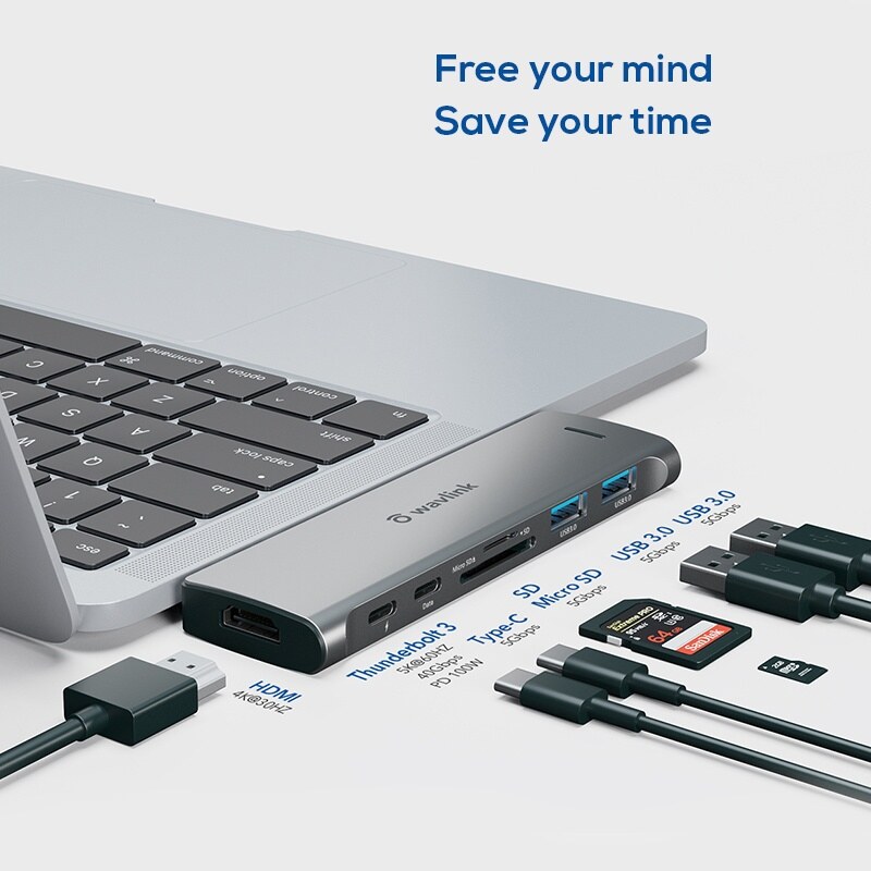 Wavlink UHP507 USB-C hub, USB 3.0, HDMI 4K, kártyaolvasó – kép 1