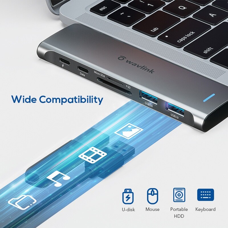 Wavlink UHP507 USB-C hub, USB 3.0, HDMI 4K, kártyaolvasó – kép 4