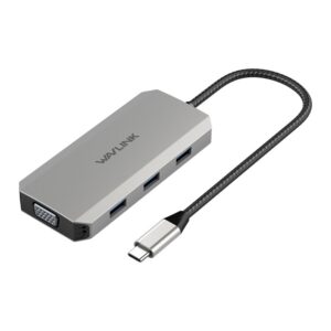 Wavlink UMD304 USB-C mini dokkoló, 4 monitor (2× HDMI, DP, VGA), 7 az 1-ben