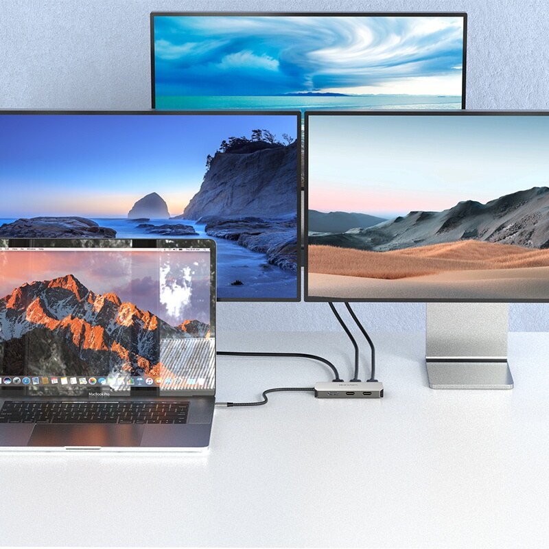 Wavlink UMD304 USB-C mini dokkoló, 4 monitor (2× HDMI, DP, VGA), 7 az 1-ben – kép 4