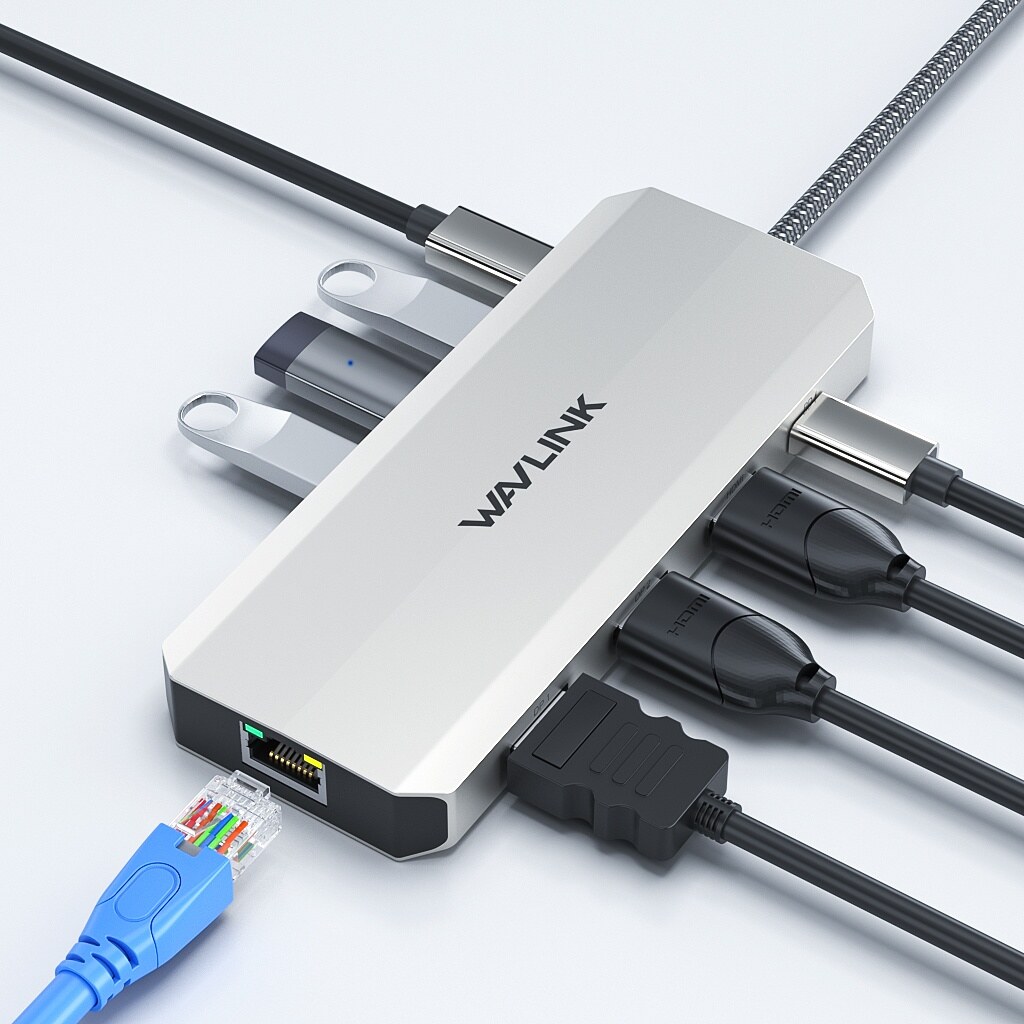 Wavlink UMD306 USB-C 12 az 1-ben dokkoló, tripla kijelző, 8K, 2,5 GbE, 85 W PD – kép 4