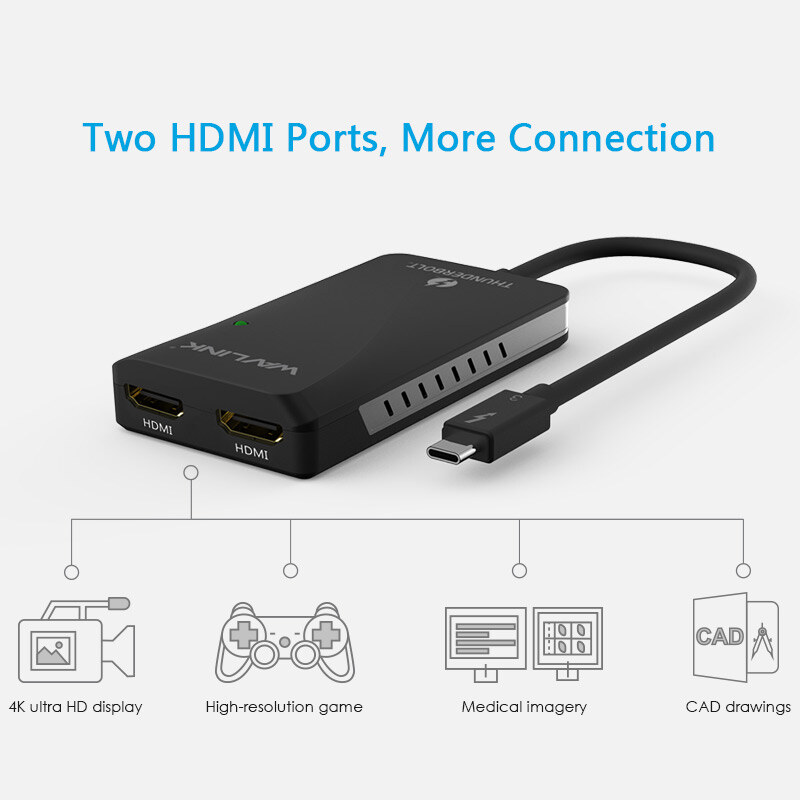 Wavlink UTA01H Thunderbolt 3 - kettős HDMI adapter, 2 x 4K@60Hz – kép 3