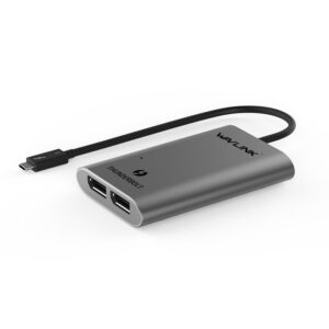 Wavlink UTA02D Thunderbolt 3 - kettős DisplayPort adapter, alumínium, ezüst