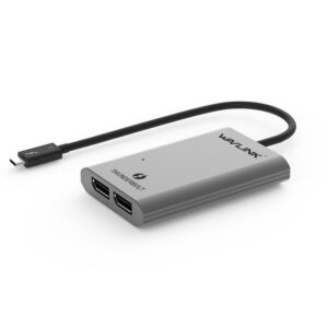 Wavlink UTA03D Thunderbolt 3 - kettős DisplayPort adapter, ezüst