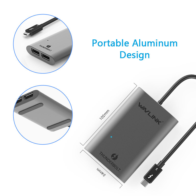 Wavlink UTA21D Thunderbolt 3 - kettős DisplayPort adapter, 8K, JHL7440 – kép 1