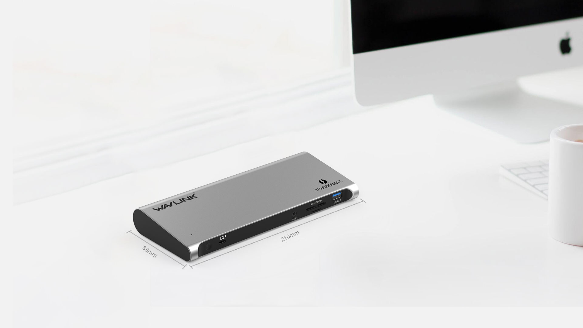 Wavlink UTD03 / UTD03H Thunderbolt 3 dokkoló, 4K, 85 W PD, ezüst – kép 2