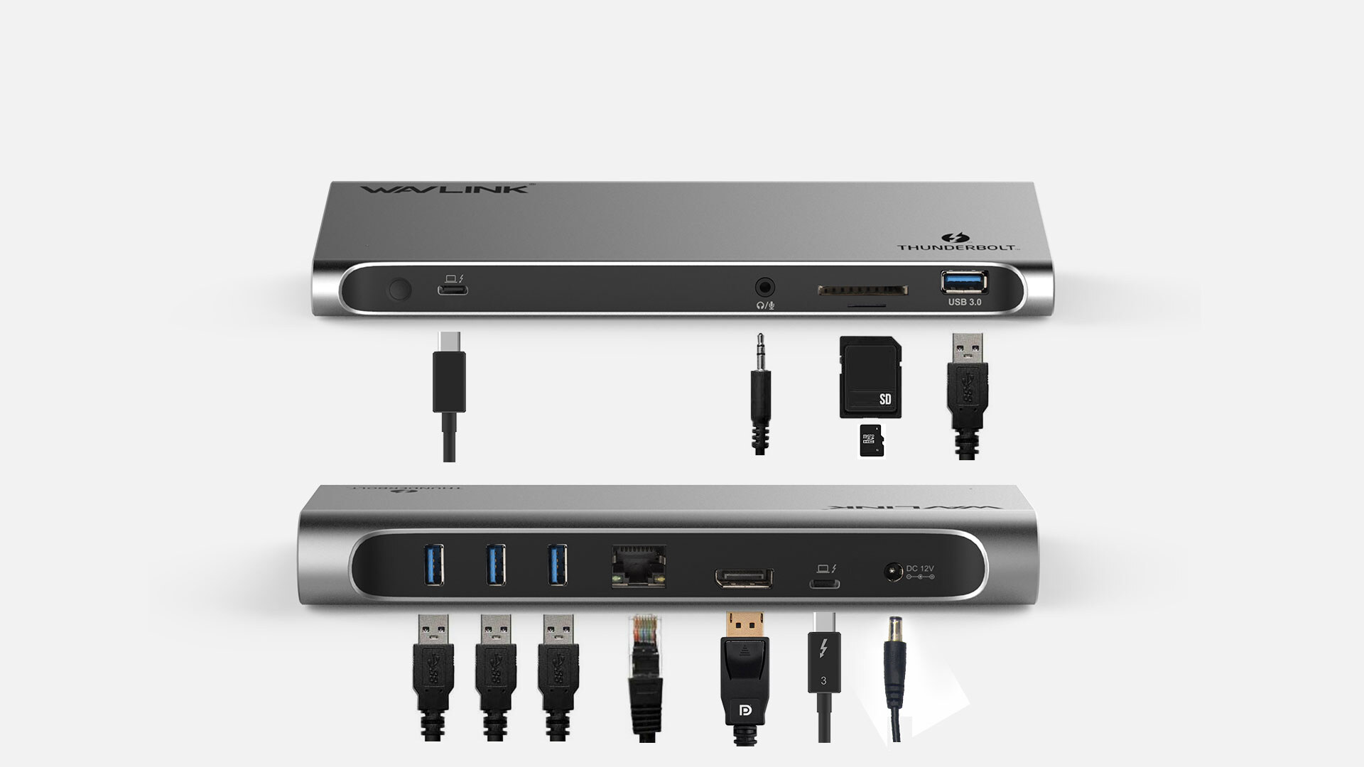 Wavlink UTD03 / UTD03H Thunderbolt 3 dokkoló, 4K, 85 W PD, ezüst – kép 3
