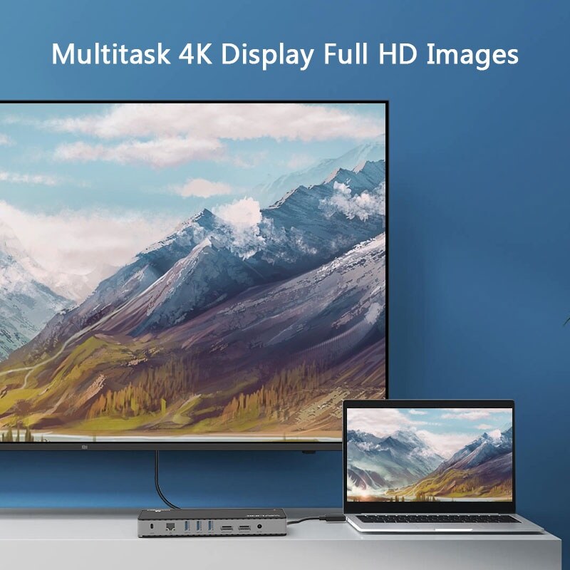 Wavlink UTD21 / UTD21H Thunderbolt 3 dokkoló, dupla 4K, 60 W PD – kép 2