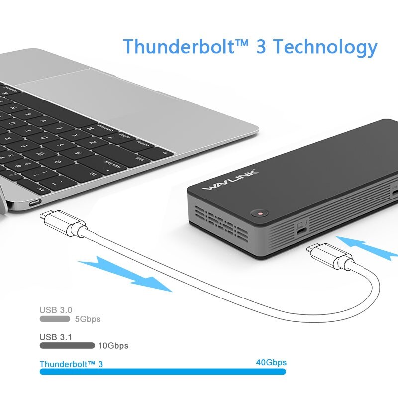 Wavlink UTD21 / UTD21H Thunderbolt 3 dokkoló, dupla 4K, 60 W PD – kép 3