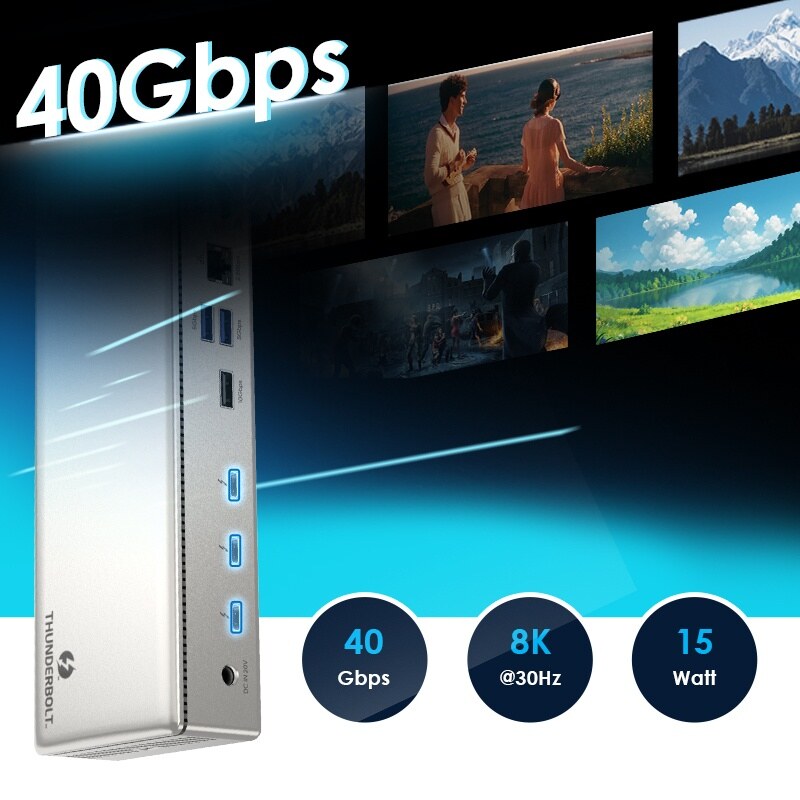 Wavlink UTD41-C Thunderbolt 4 dokkoló, négy monitor, 96 W PD – kép 2