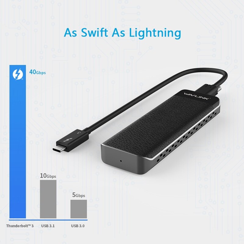 Wavlink UTE02 Thunderbolt 3 NVMe SSD-ház, alumínium, 40 Gbps – kép 4