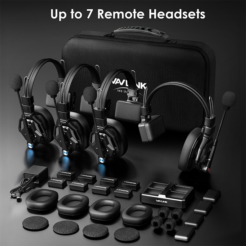 Wavlink WI810H DECT vezeték nélküli intercom headset rendszer, 2–8 fős csapatnak, 300 m – kép 4