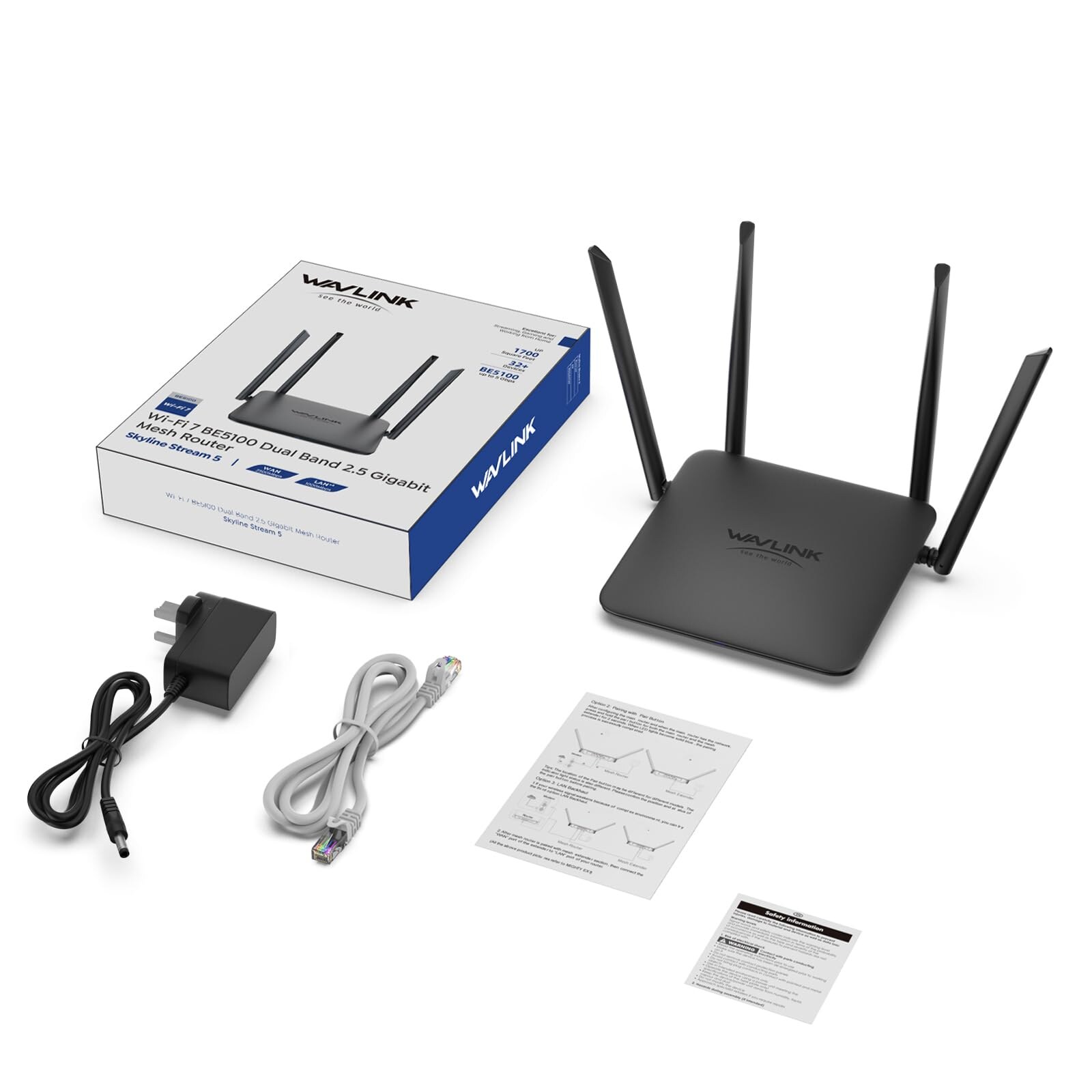 Wavlink WN530BE2 BE5100 Wi-Fi 7 kétsávos mesh router, 2,5G WAN porttal – kép 5