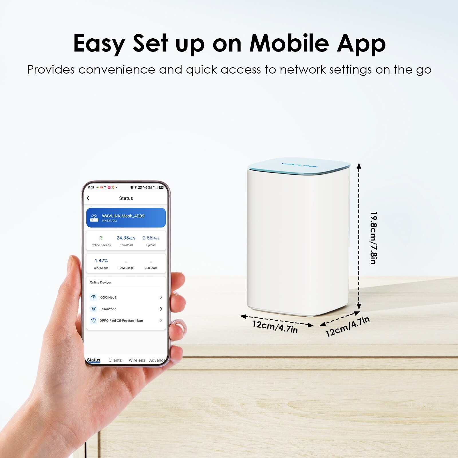 Wavlink WN551X1 HALO Pulse AX3000 Wi-Fi 6 mesh rendszer, 1 db – kép 3