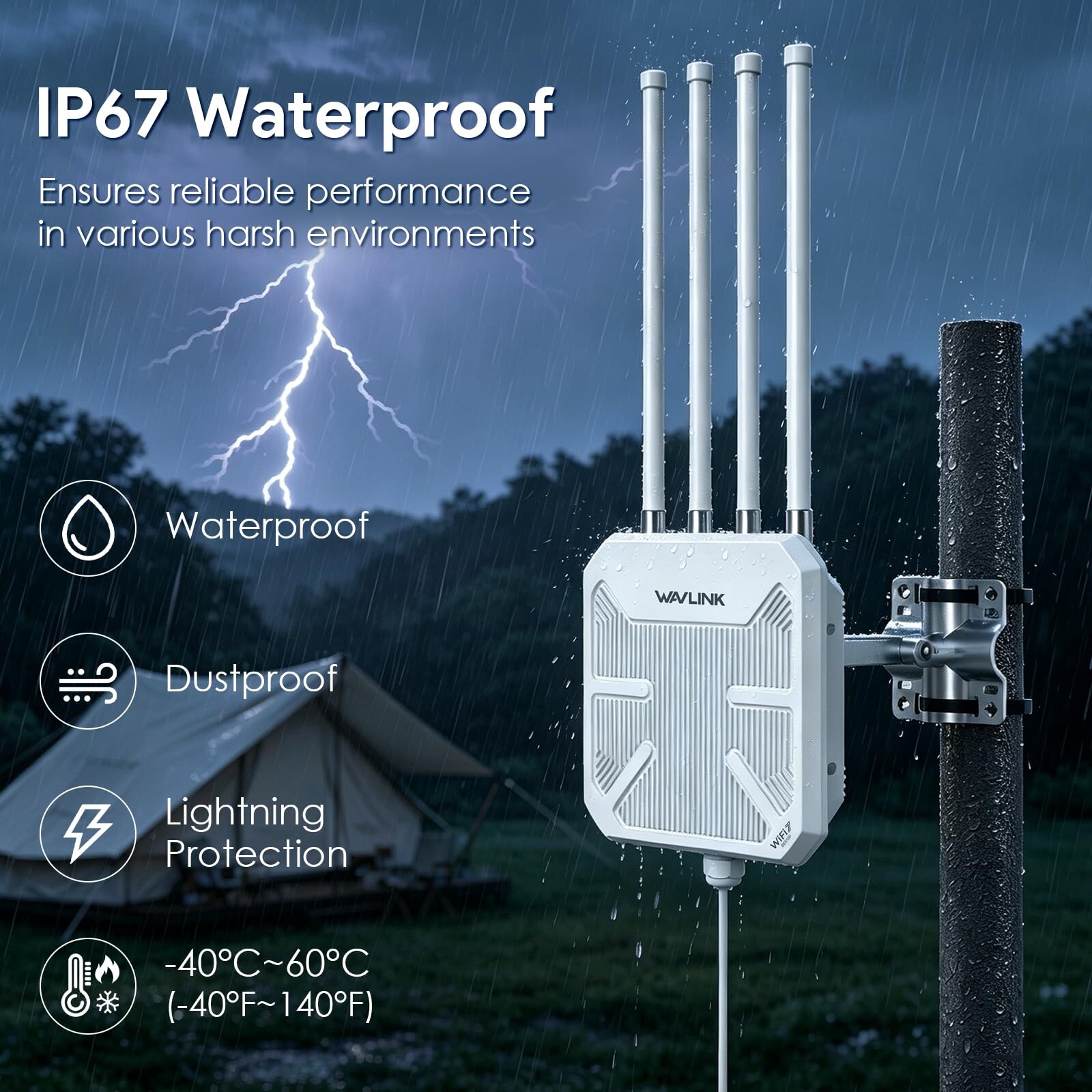 Wavlink WN573HBE2 BE5100 Wi-Fi 7 kültéri access point, IP67, 2,5G PoE port – kép 2