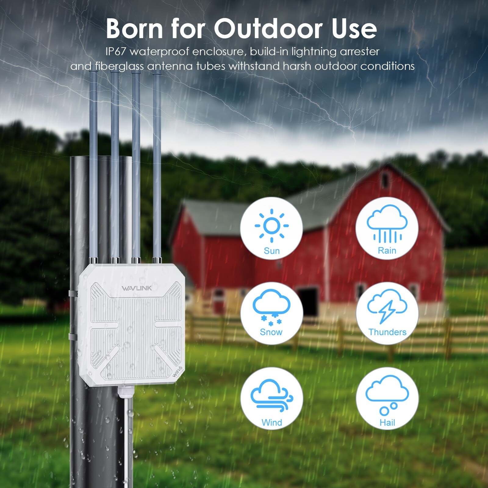 Wavlink WN573HX3 AX3000 Wi-Fi 6 kültéri access point, IP67, PoE, 4×8 dBi antenna – kép 2