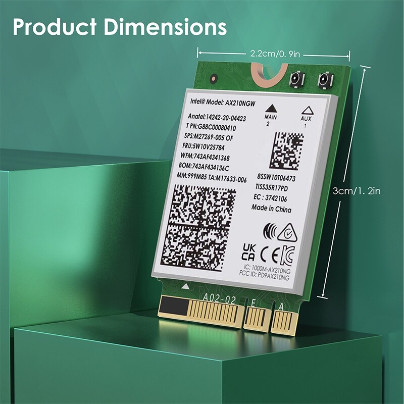 Wavlink WN675X3M AX5400 Wi-Fi 6E M.2 modul, Bluetooth 5.3, háromsávos – kép 4