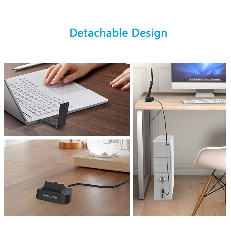 Wavlink WN690A5 AC1900 USB 3.0 Wi-Fi adapter, kétsávos, mini dokkal – kép 2