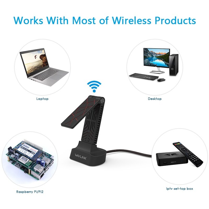 Wavlink WN690A5 AC1900 USB 3.0 Wi-Fi adapter, kétsávos, mini dokkal – kép 4