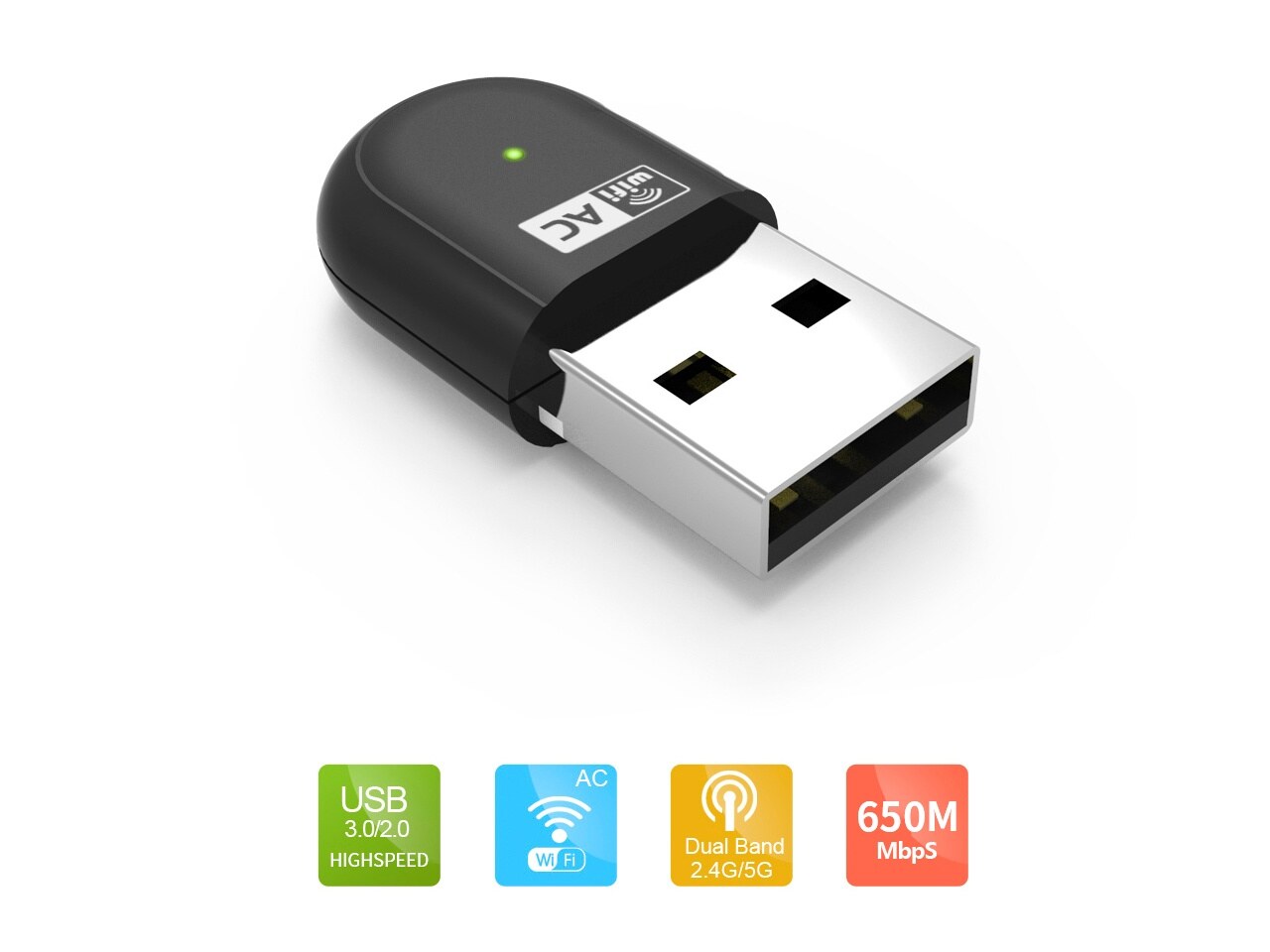 Wavlink WN691A1F AC650 USB 2.0 Wi-Fi adapter, kétsávos, mini – kép 5