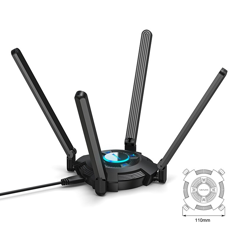 Wavlink WN695X2-A AX5400 Wi-Fi 6E USB 3.0 adapter, háromsávos, 4 antennás – kép 2
