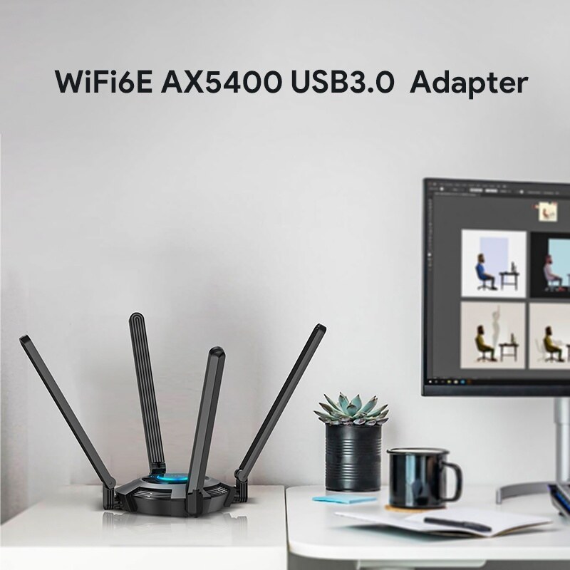 Wavlink WN695X2-A AX5400 Wi-Fi 6E USB 3.0 adapter, háromsávos, 4 antennás – kép 4