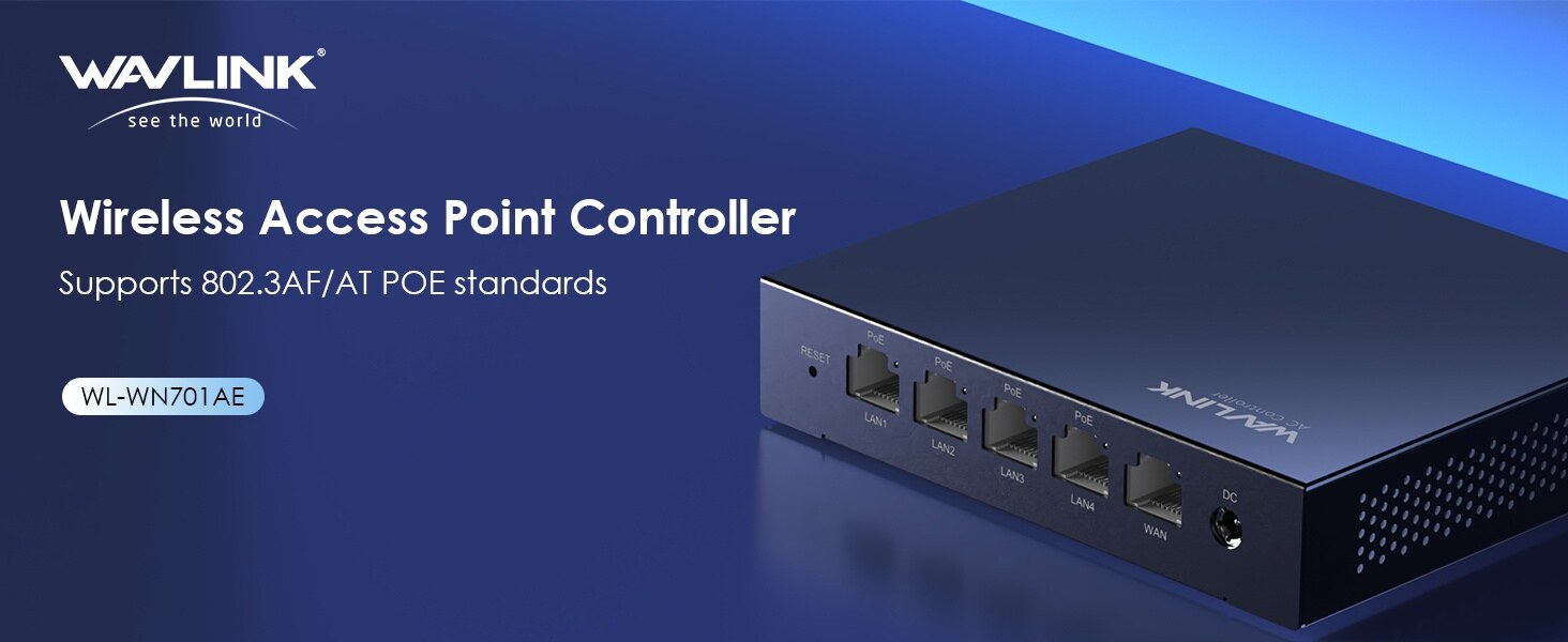 Wavlink WN701AE 5 portos gigabites PoE switch beépített AC (AP) vezérlővel – kép 1