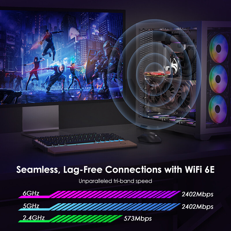 Wavlink WN852X3S-A AX5400 Wi-Fi 6E PCIe hálózati kártya, mágneses antennatalp – kép 1