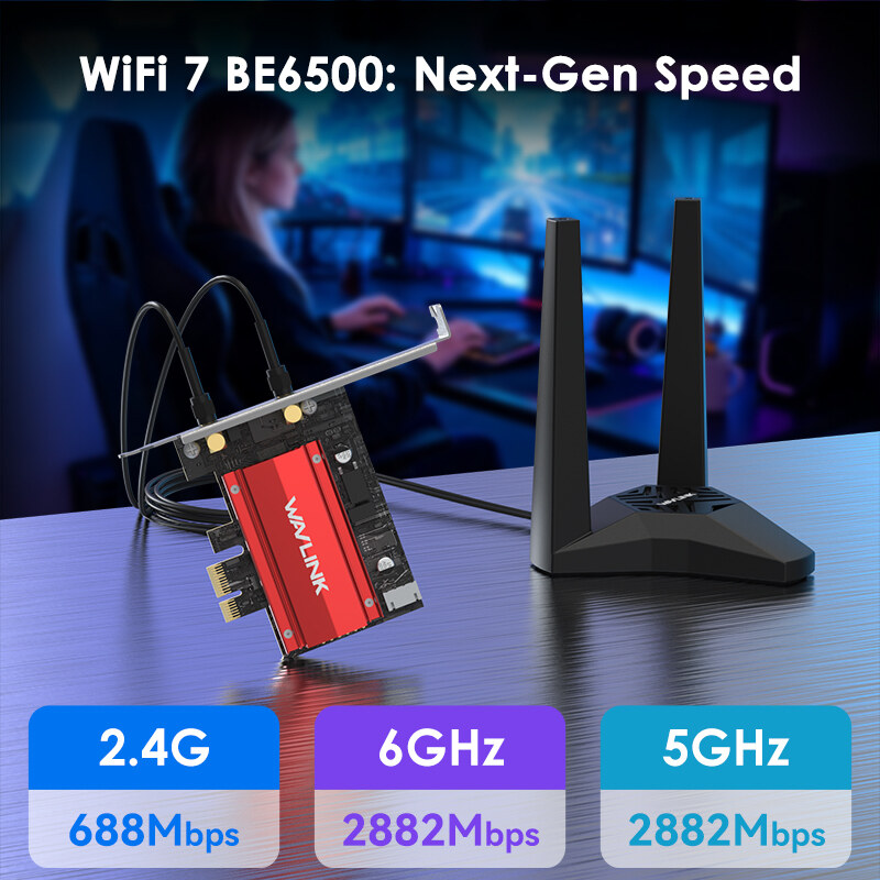 Wavlink WN922BE3 BE6500 Wi-Fi 7 PCIe hálózati kártya, Bluetooth 5.4 – kép 1