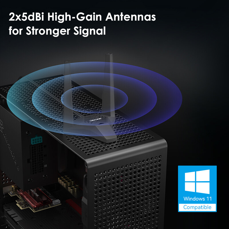 Wavlink WN922BE3 BE6500 Wi-Fi 7 PCIe hálózati kártya, Bluetooth 5.4 – kép 4